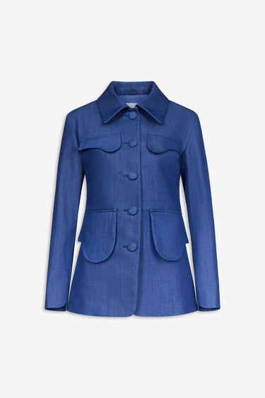 Utility button-front denim jacket - Blue