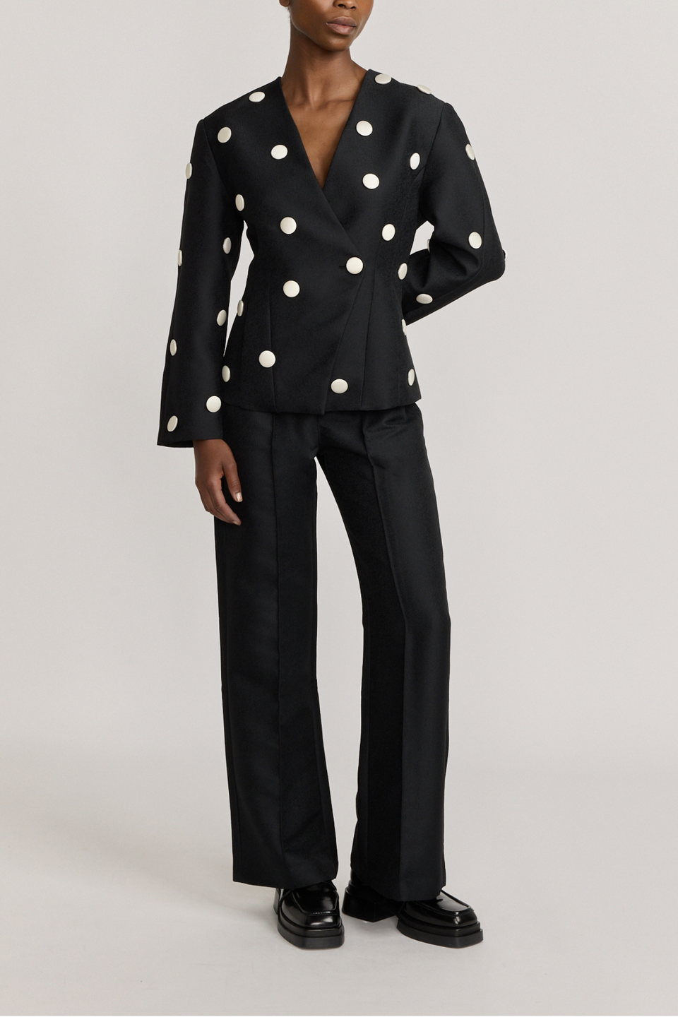 black crepe dress pants ladies Petal and Pup Women's Clark Crepe Wide Leg Pant