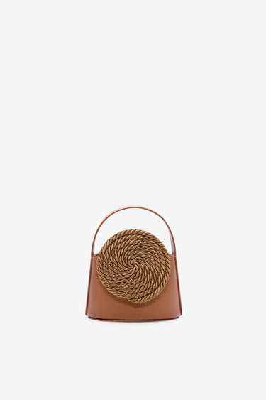 Mini leather bag with passementerie details - Camel