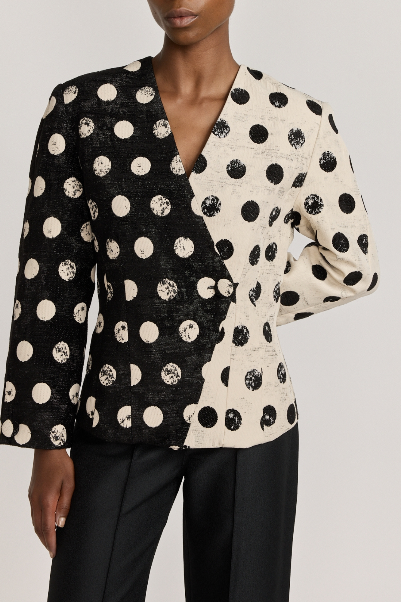 Black white polka dot blazer – DESTREE - Main Image