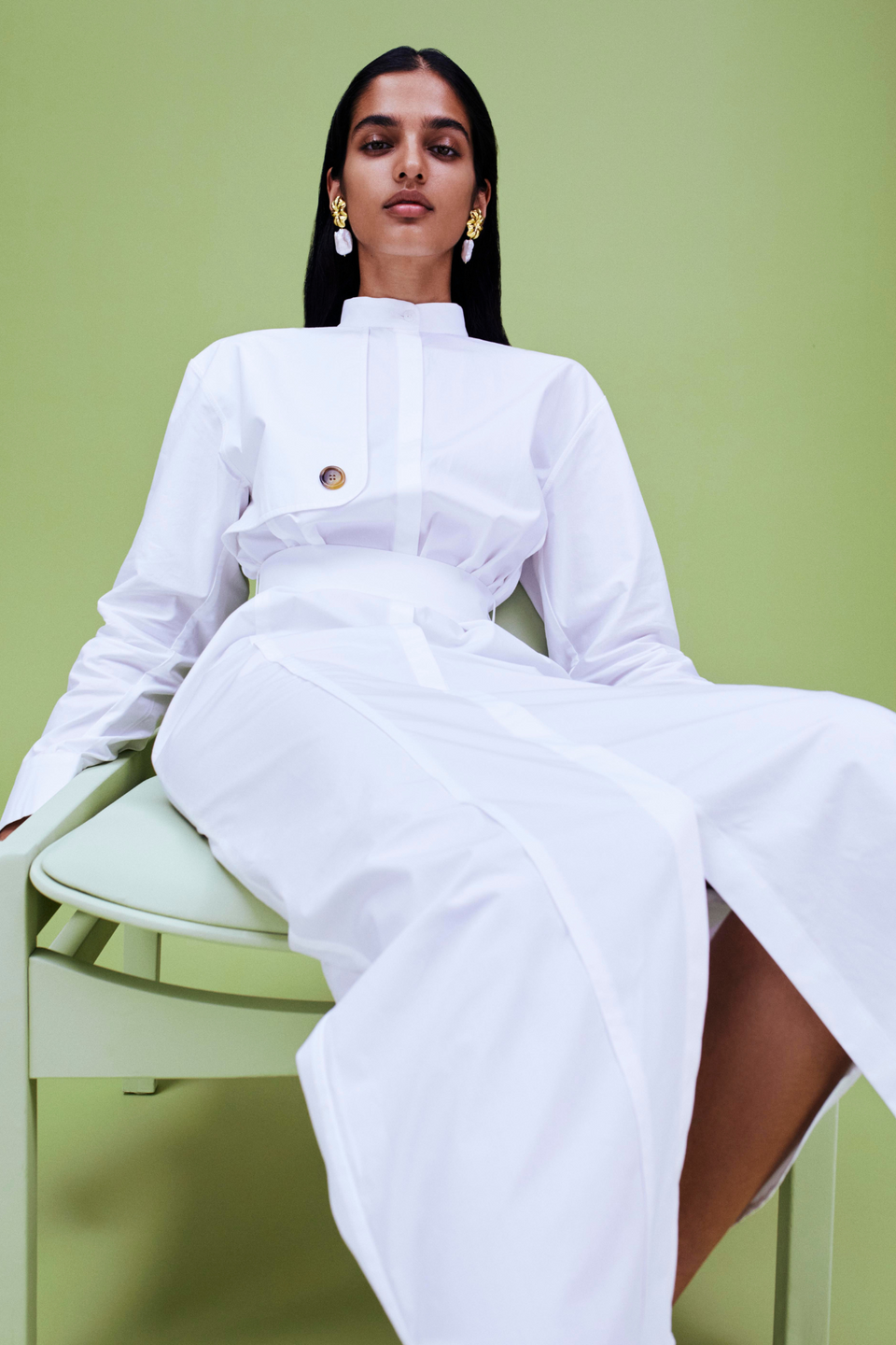 ROBE HANS LONGUE POPELINE BLANCHE DESTREE