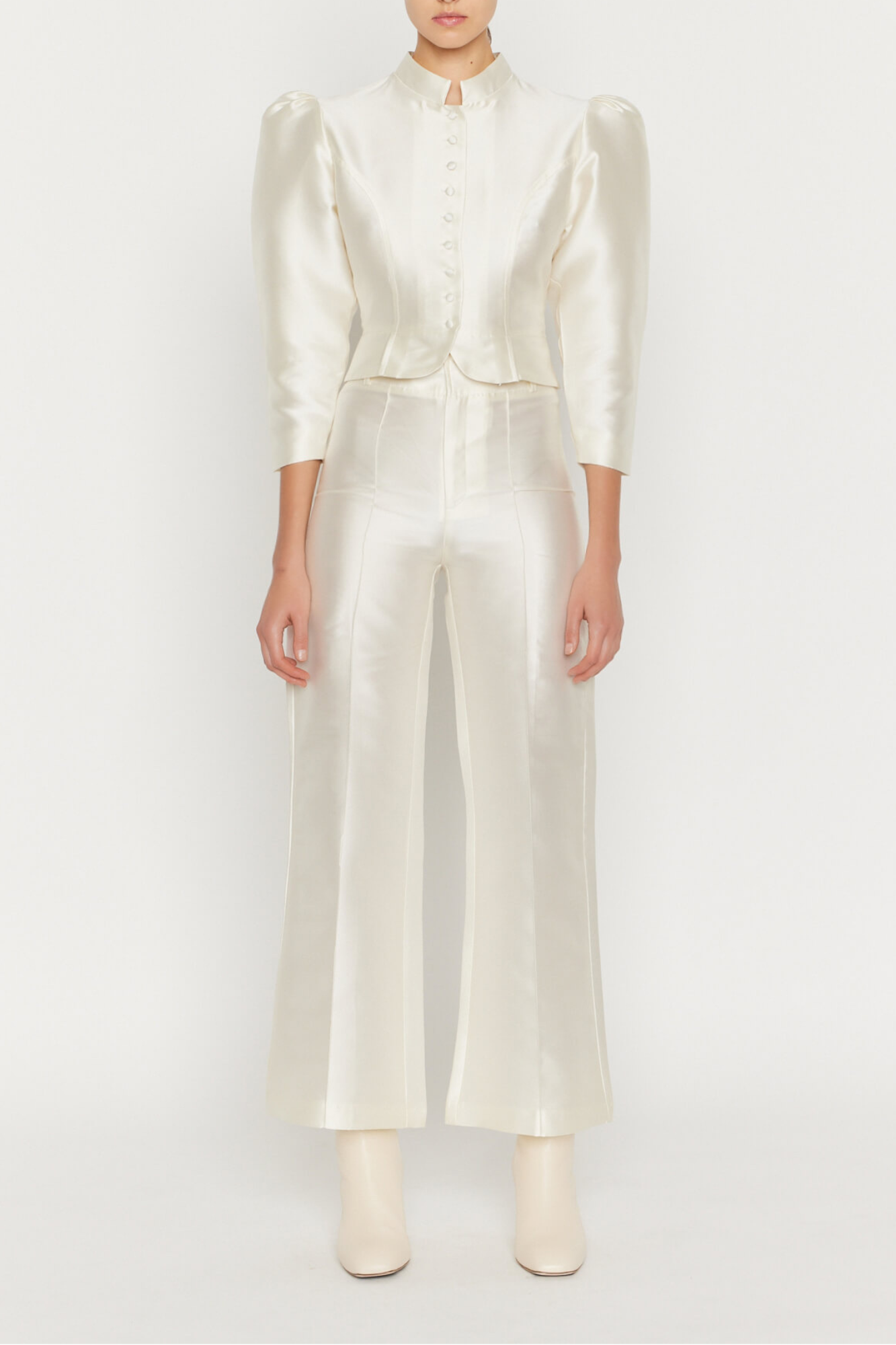 Destree Jacket WHITE Satin Puff Sleeve Jacket – DESTREE