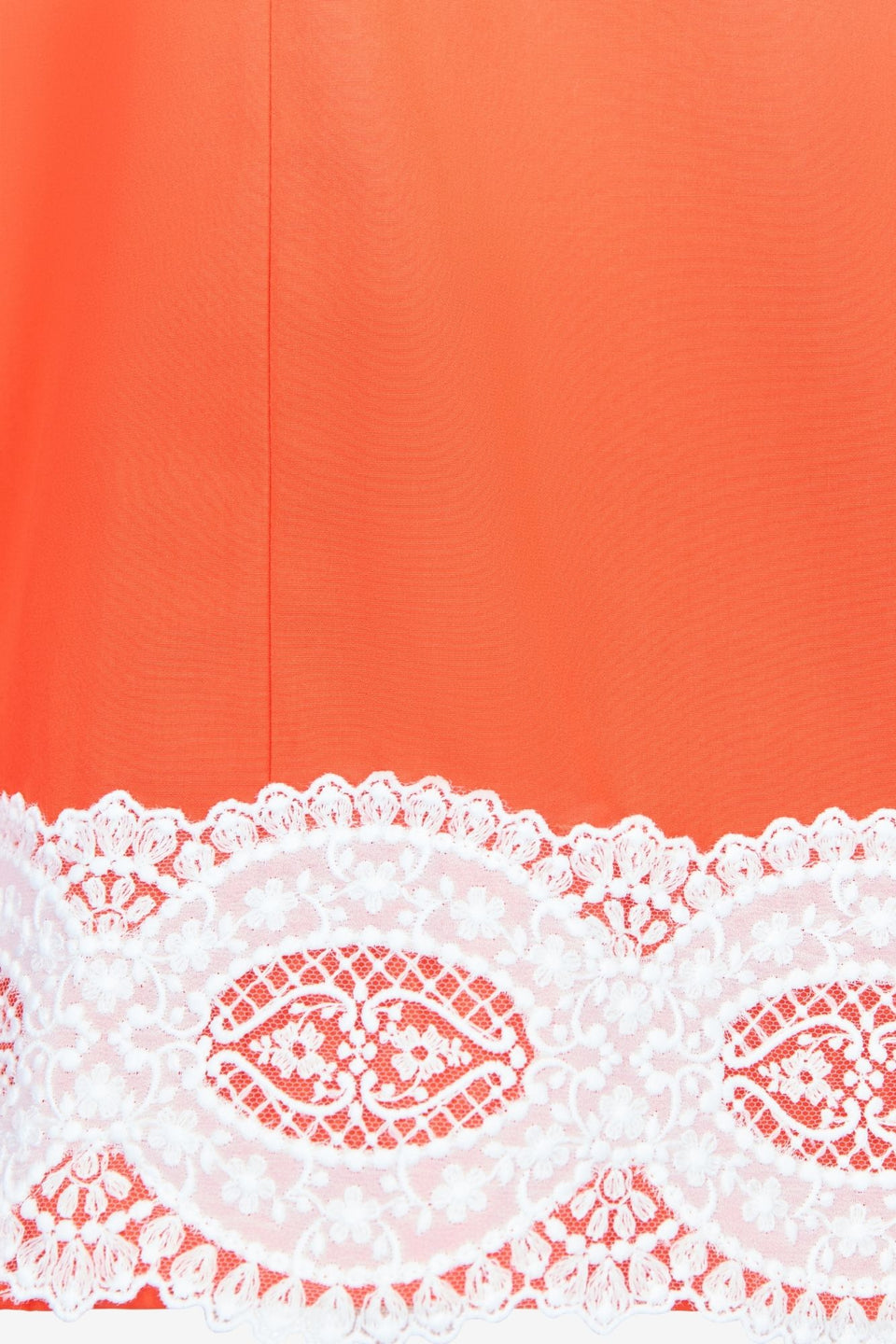 Orange tunic dress with contrast lace trim - M