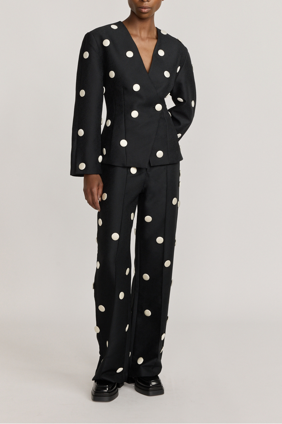 Black dotted blazer discount