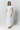White embroidered cotton poplin long dress with mandarin collar