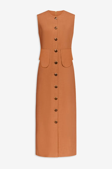 Camel sleeveless midi dress