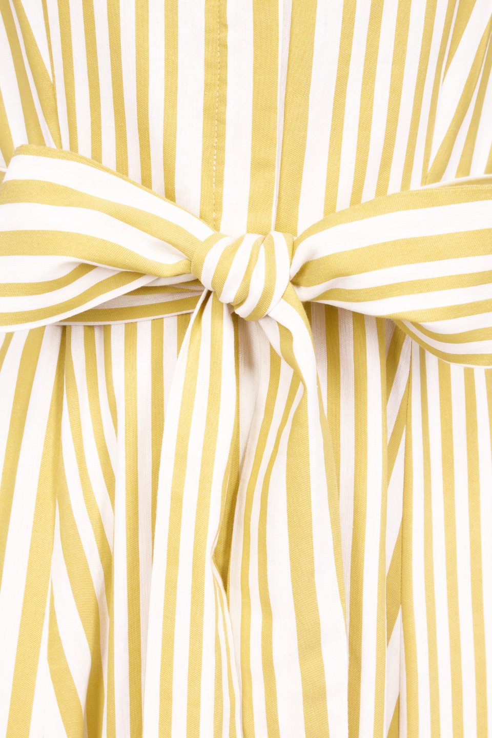 Yellow and White striped long dress with bow detail - L