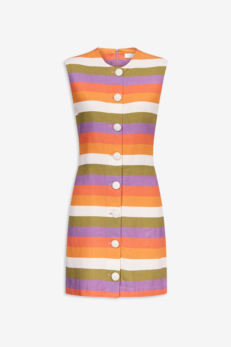 colorful striped mini dress Multicolour striped sleeveless mini dress – DESTREE