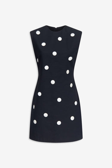 Black cotton dress with contrasting dots