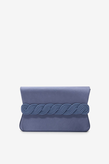 Satin clutch with braided passementerie - Storm Blue
