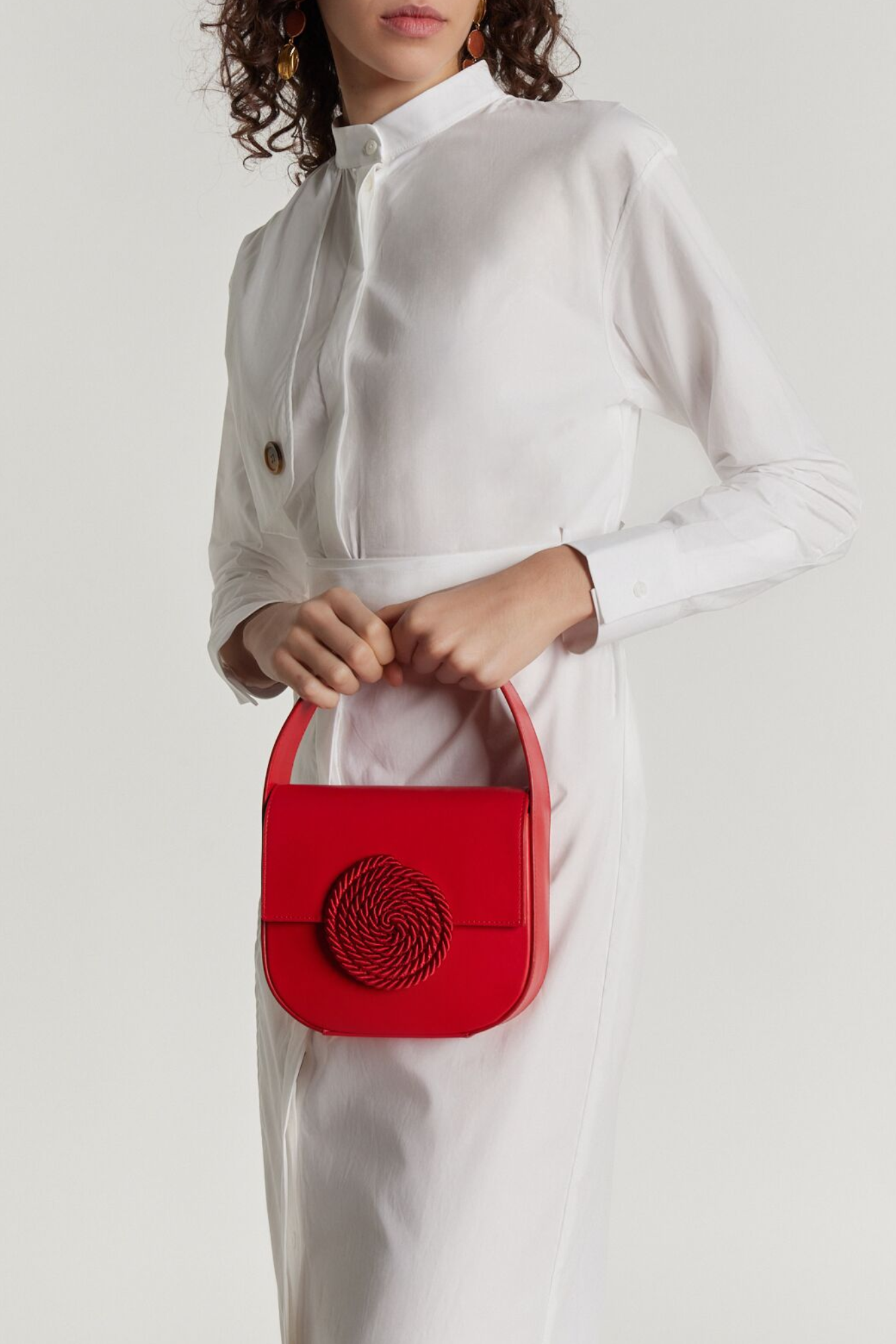 Bright Red Leather Passementerie Handbag