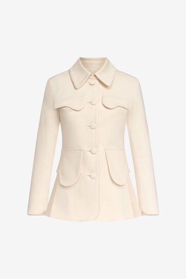 Denim ecru utility button-front jacket