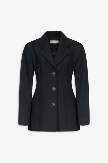 Fitted jacket with button details- Black