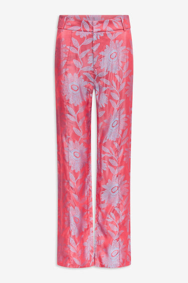 Jacquard satin straight pants
