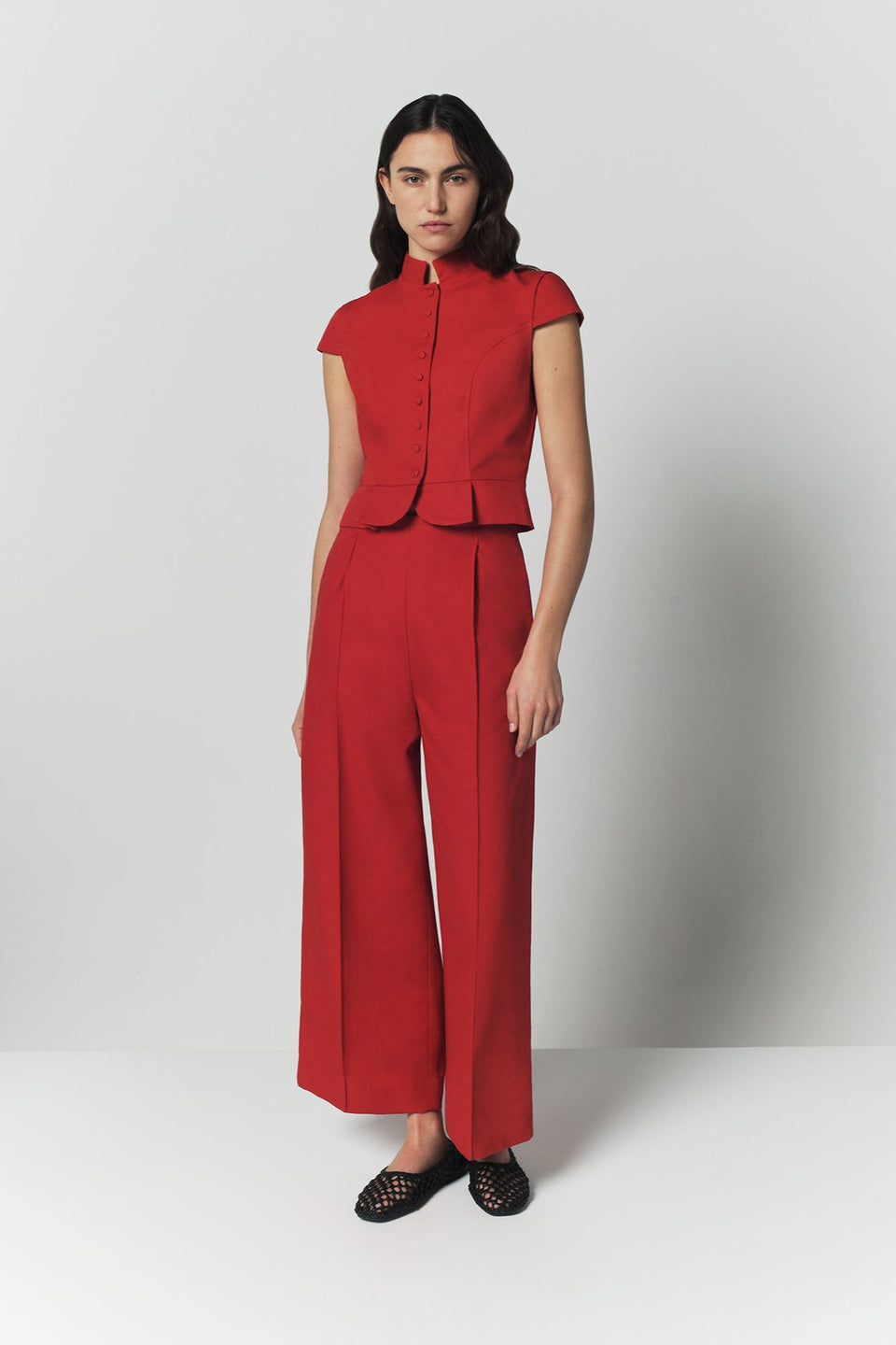 Red cotton tailored pants - 44