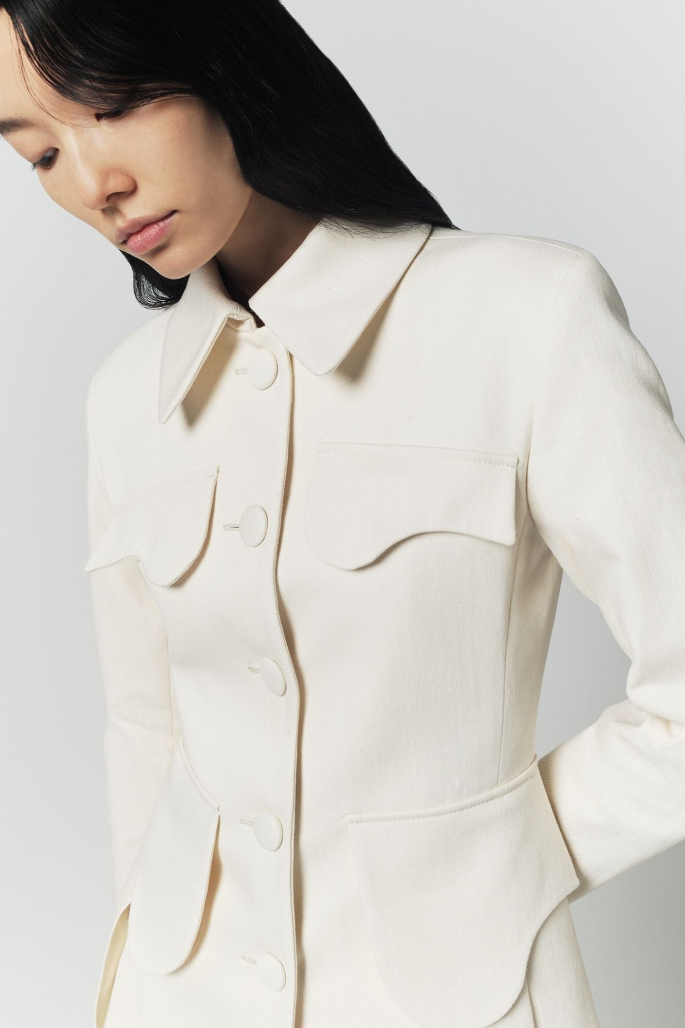 Destree Jacket Denim ecru utility button-front jacket – DESTREE