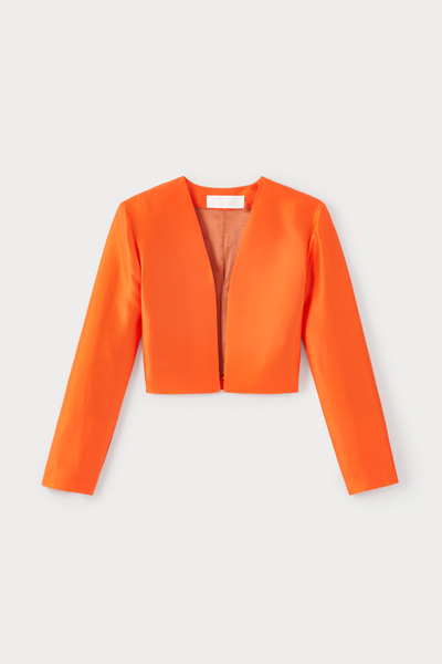 Orange Satin Cropped Jacket DESTREE