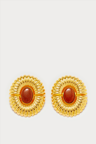 Glittery sun earrings - Gold & Orange