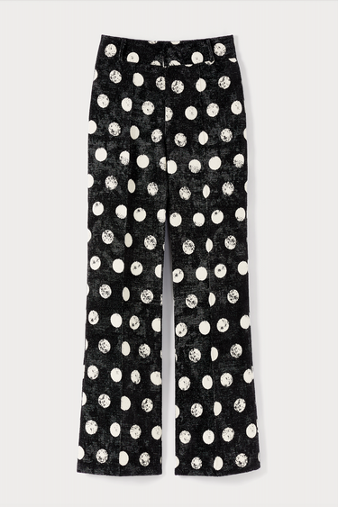 Polka dots straight pants - Black