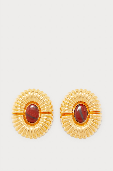 Earrings with stones - Gold & Red