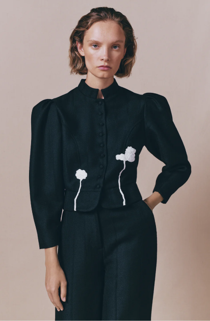 Destree Jacket White satin puff sleeve jacket – DESTREE