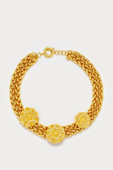 Double chain daisy necklace - Gold