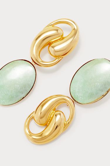 Knot oval clips - Gold & Light Blue