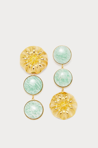 Double stone earrings - Gold & Light Blue