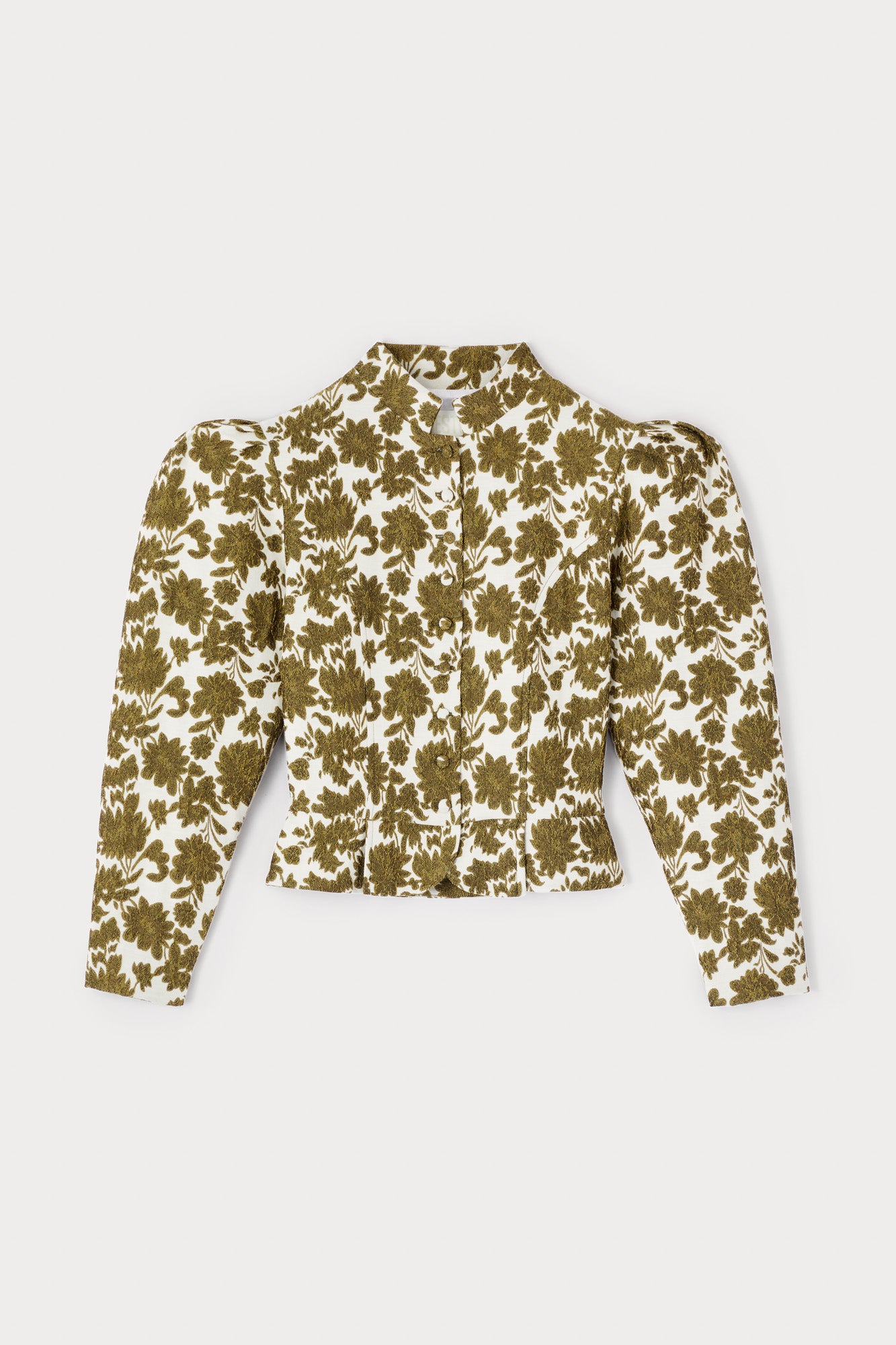 d'estrëe paris FLORAL ECRU & BRONZE Puff Sleeve Jacket