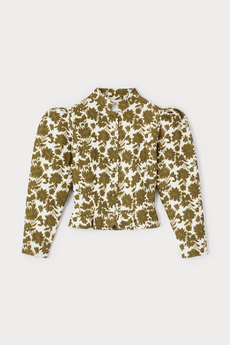 Niagara blue satin puff sleeve jacket