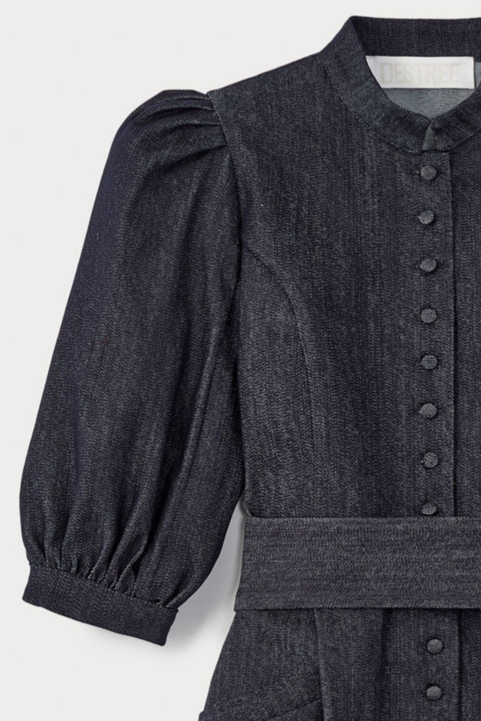 Dark blue denim puff sleeve short dress DESTREE Dark blue denim puff sleeve short dress DESTREE