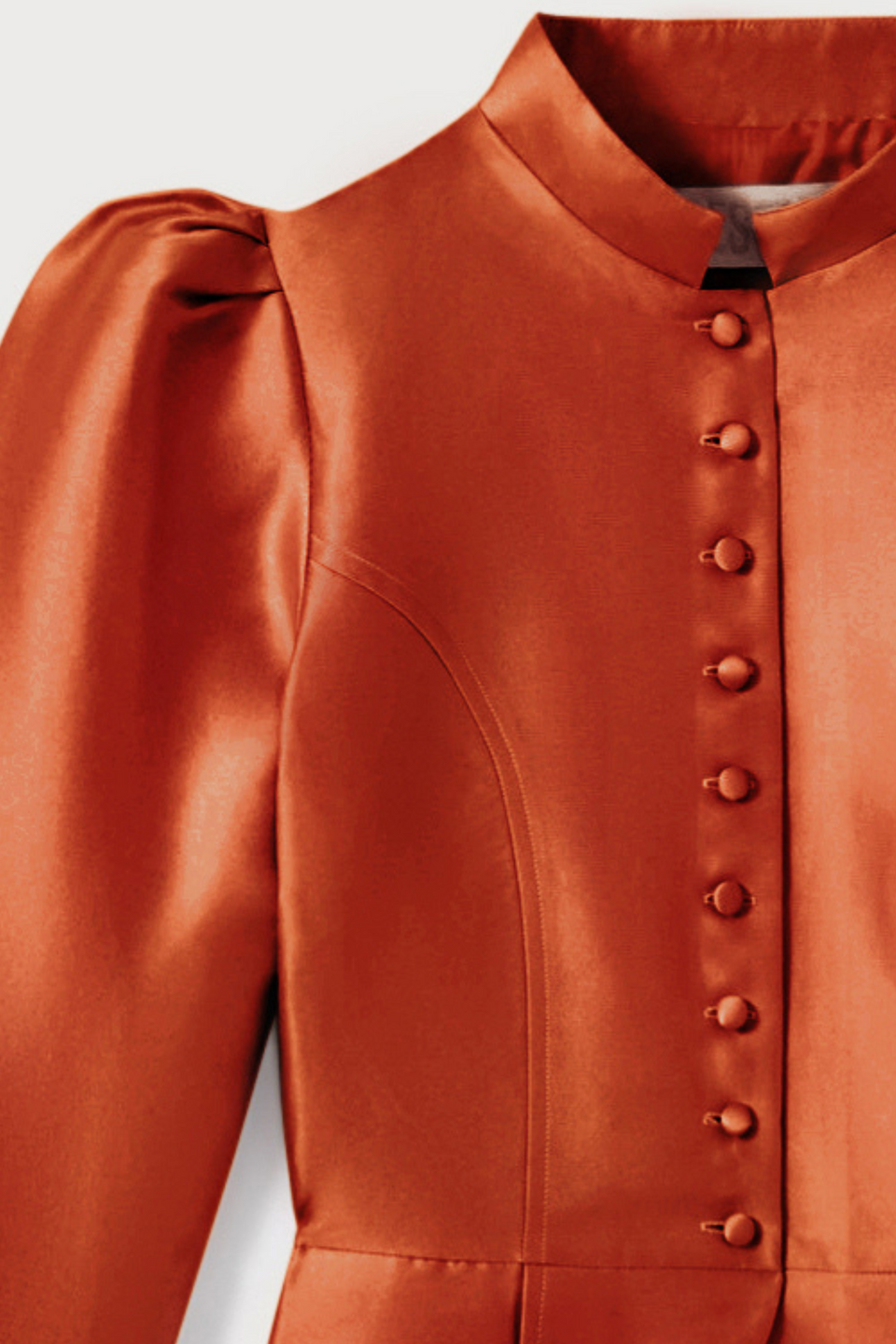 Terracotta satin puff sleeve jacket – DESTREE