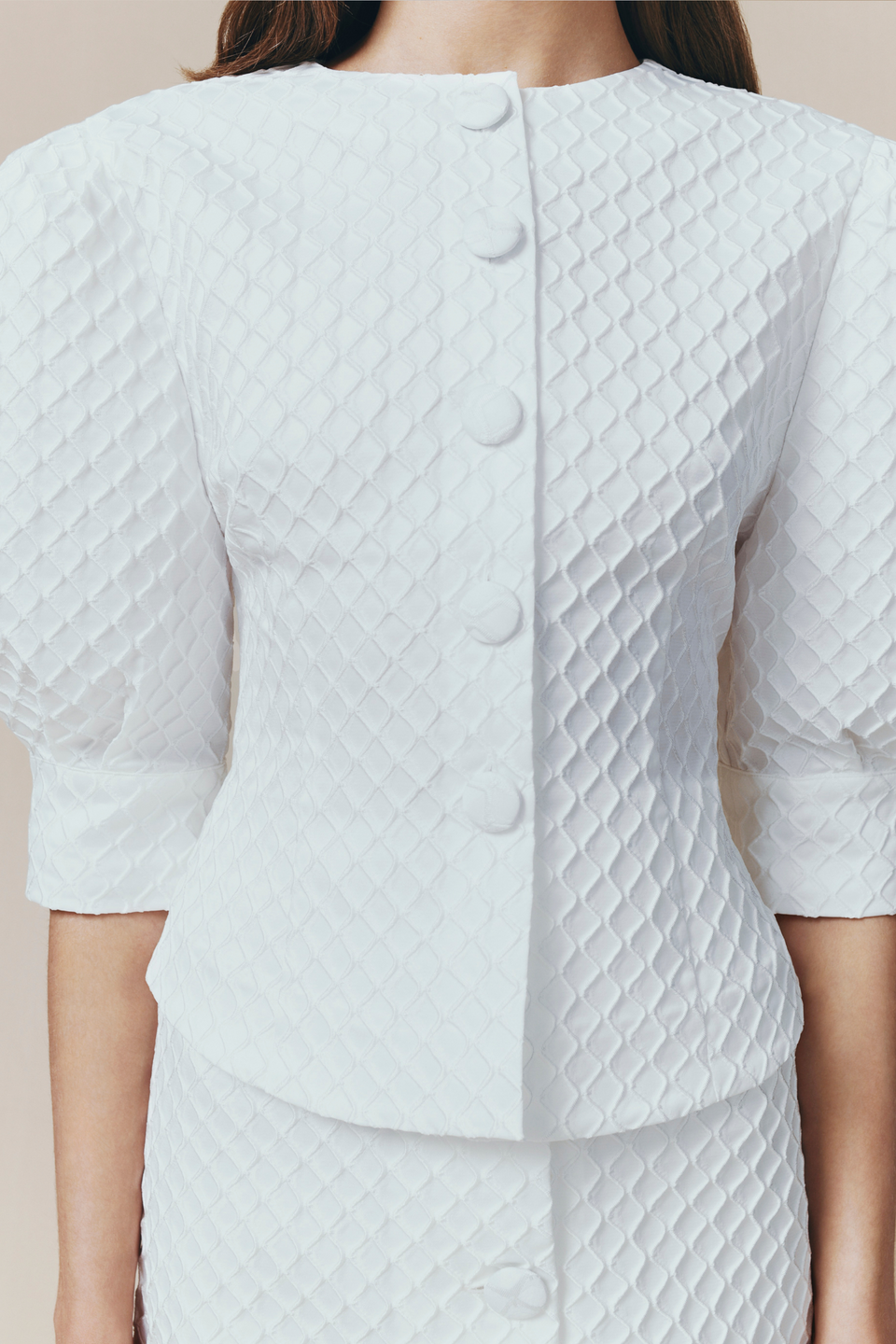 Chemisier Femme Blanc à Motifs Taille 10 - Marque Coercion, Coton, Manches Longues Retroussables, Occasion TB