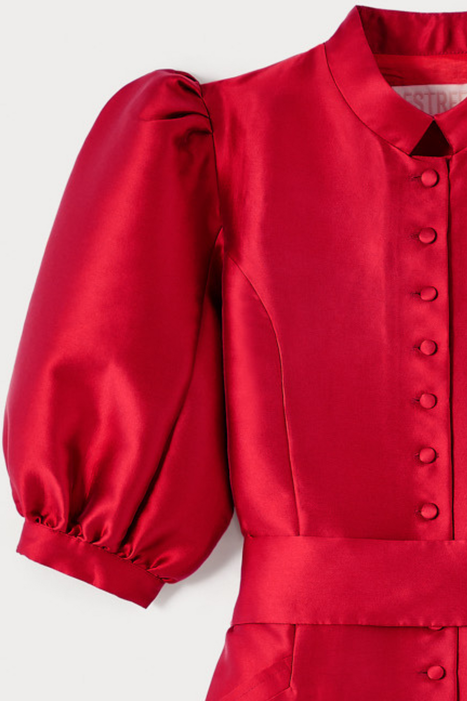Red satin puff sleeve short dress DESTREE Red satin puff sleeve short dress DESTREE