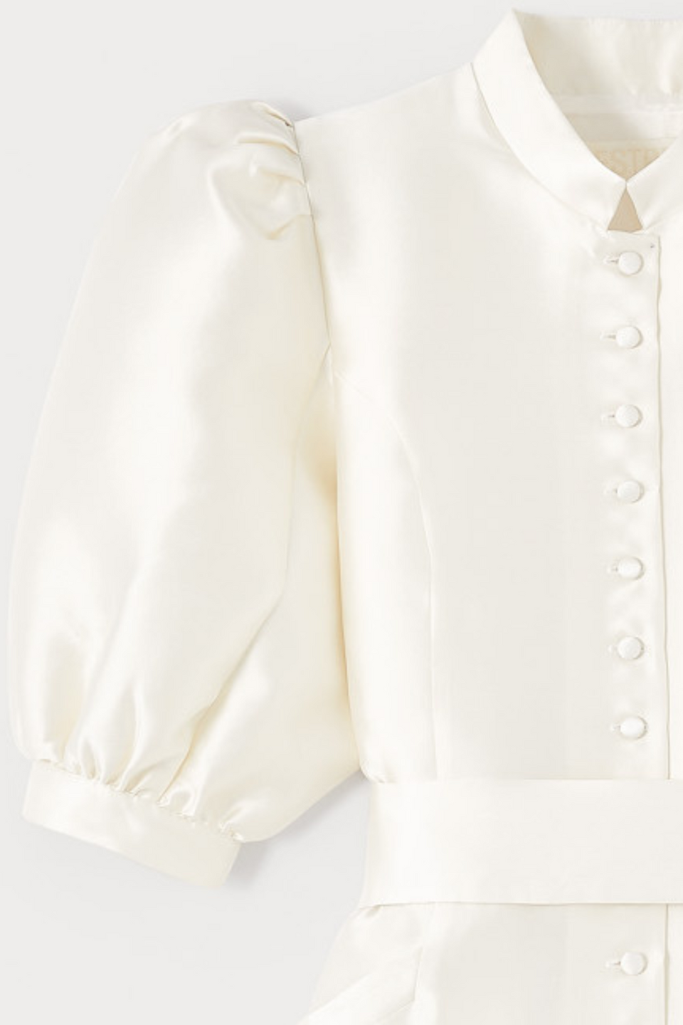 White satin puff sleeve Long dress - S White satin puff sleeve Long dress - S