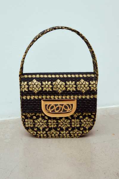 Custom Beaded Bag - Black and Gold