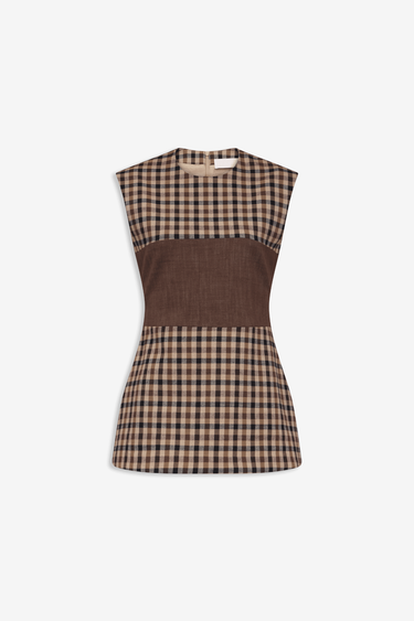 Sleeveless top - Camel checker