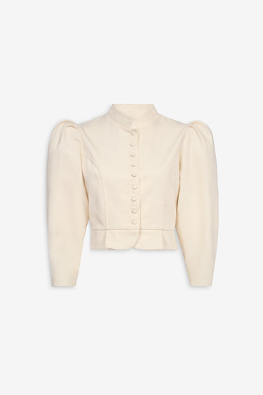 Puff sleeves denim jacket - Ecru