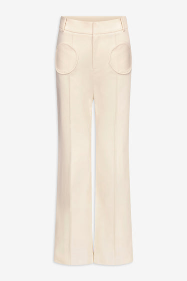 Denim tailored pants with circular pockets - Ecru