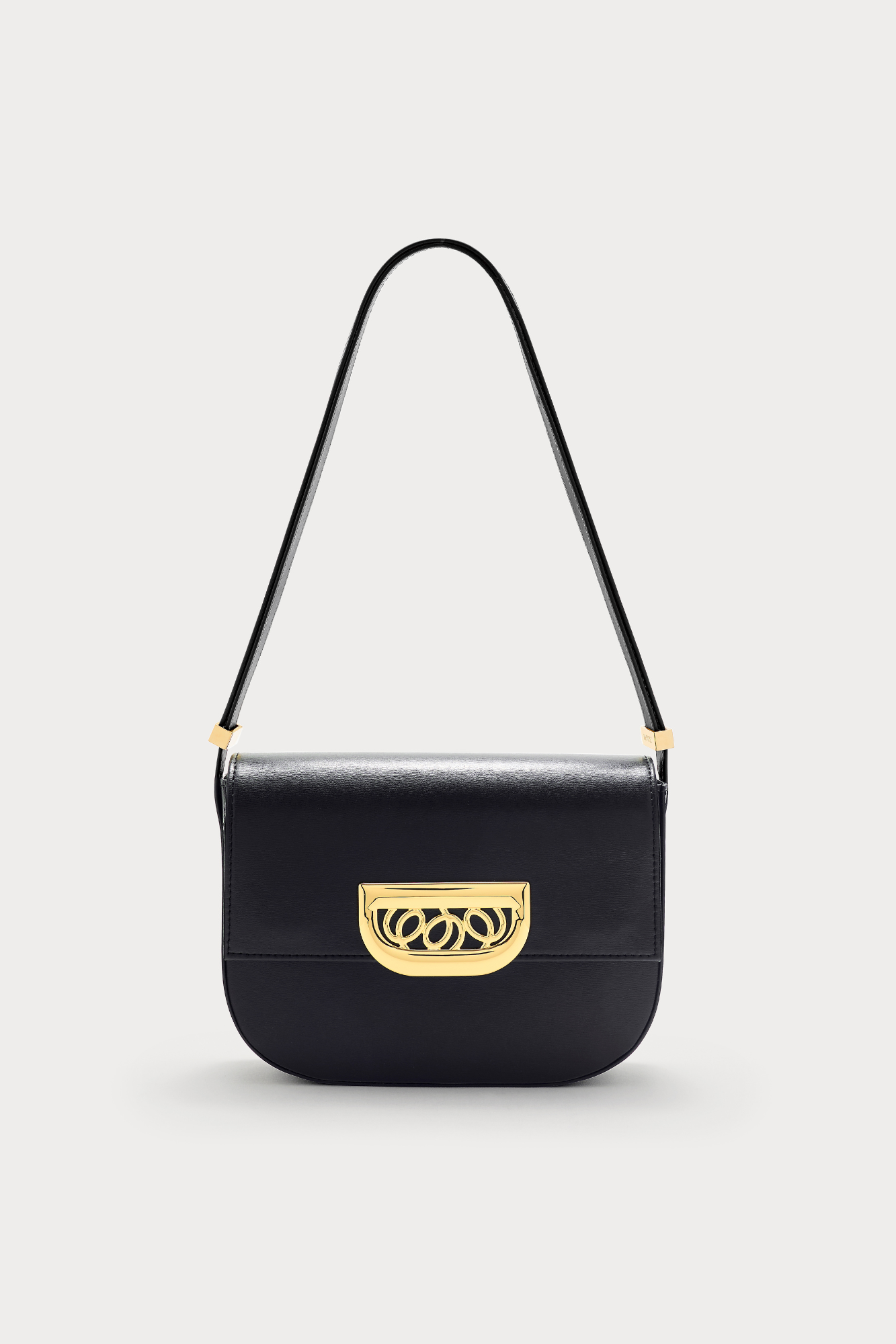 d'estrëe paris BLACK Leather Crossbody Bag with Golden Clasp