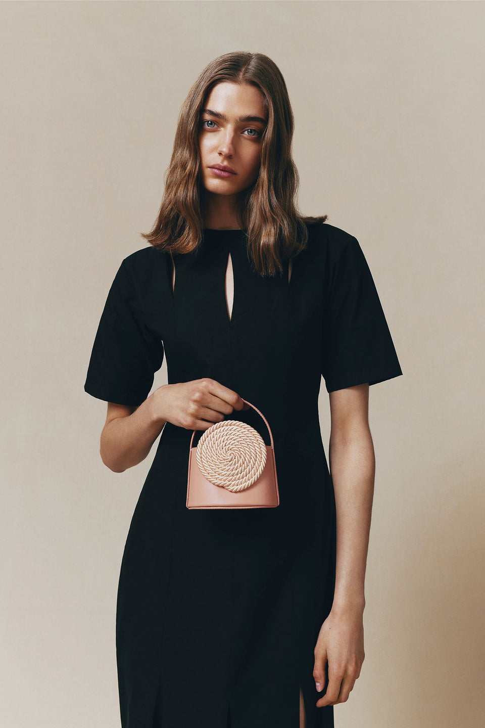 Pink mini leather bag with passementerie detail – DESTREE