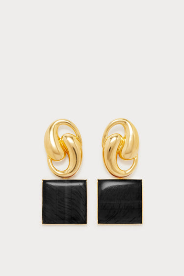 Boucles d'oreilles carrées noires à nœuds