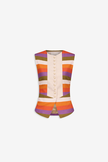 Striped sleeveless linen top