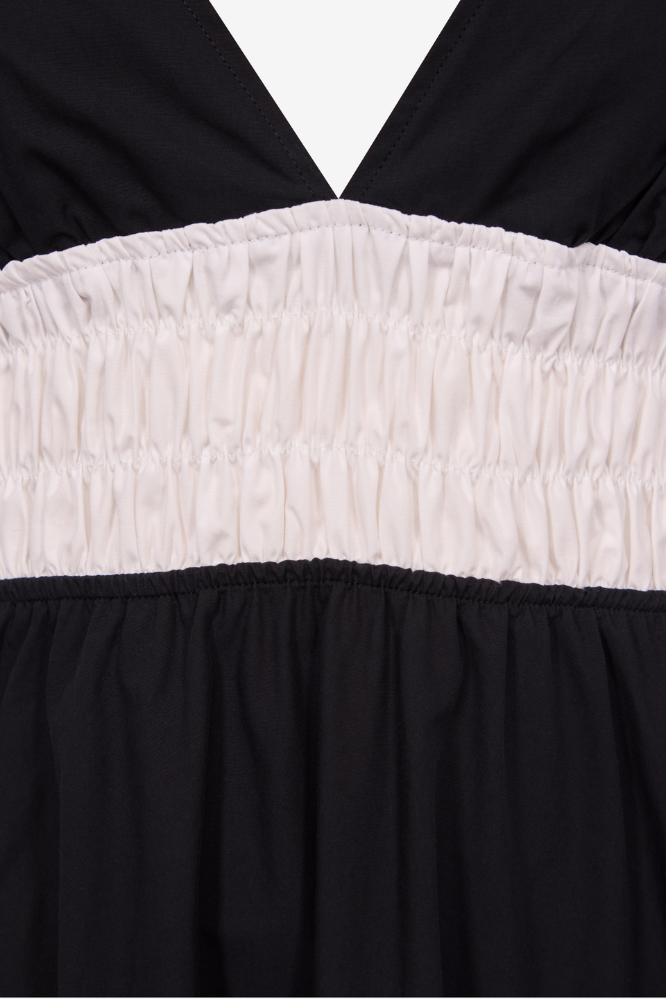 Black cotton poplin summer dress with gathered waist detail DESTREE Black cotton poplin summer dress with gathered waist detail DESTREE