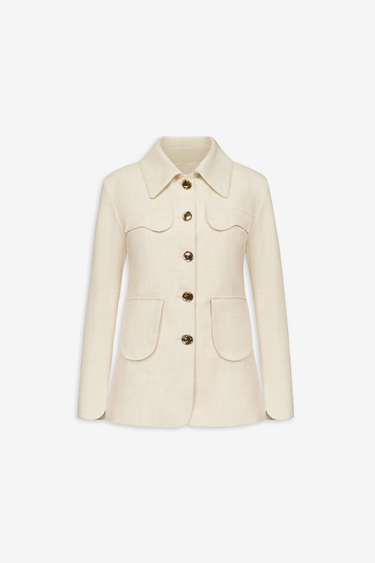 Utility button-front suit jacket - Warm Grey