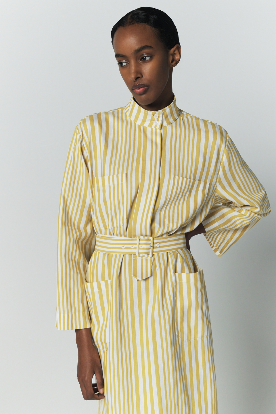 yellow and white dress Striped Belted Midi XS 2025 Formal Dress Trends: This cheerful gingham mini collection:spin-for-styles-eligible-product Style:Male - Wedding Agbada suits with matching Fila