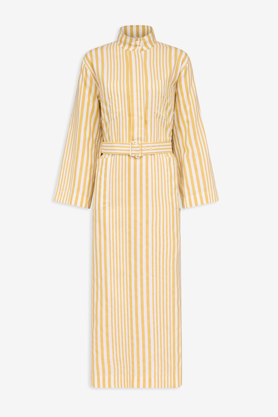 knee length dresses for ladies Cotton Blend Stripe Midi Dress Marigold / L main image 1