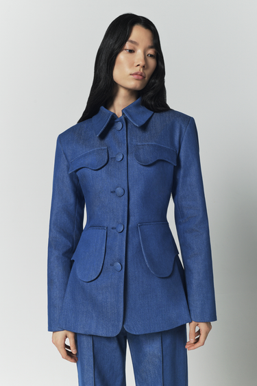 Utility denim suit jacket - Blue