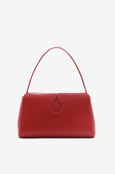 Leather shoulder bag with drop-shaped detail - Red