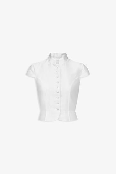 Satin sleeveless top - White